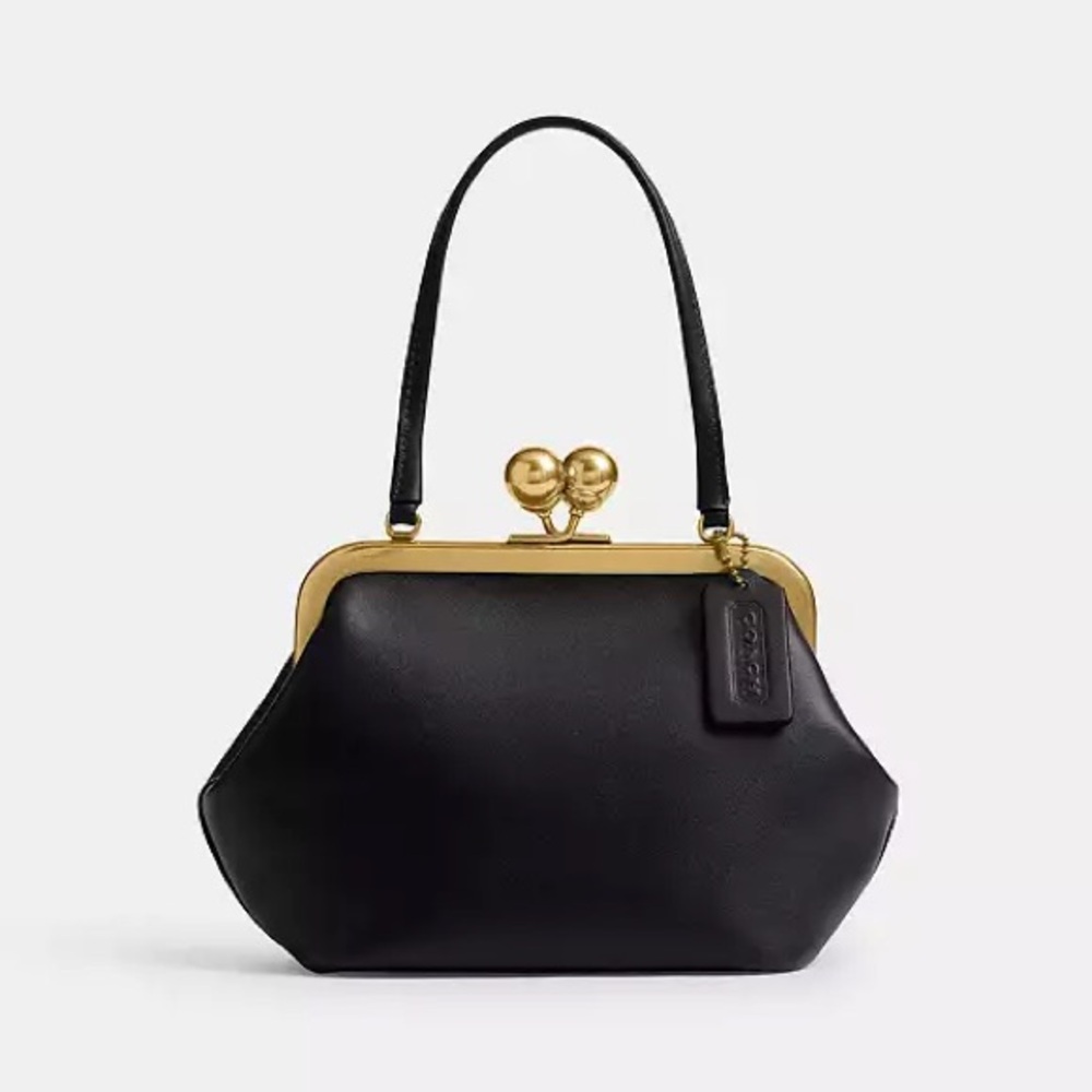 NWT Coach Kisslock Frame Bag 16 Black Leather